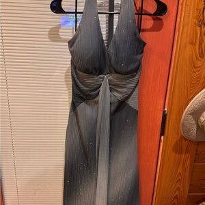 Charlotte Russe Gray Backless Dress with Sparkle